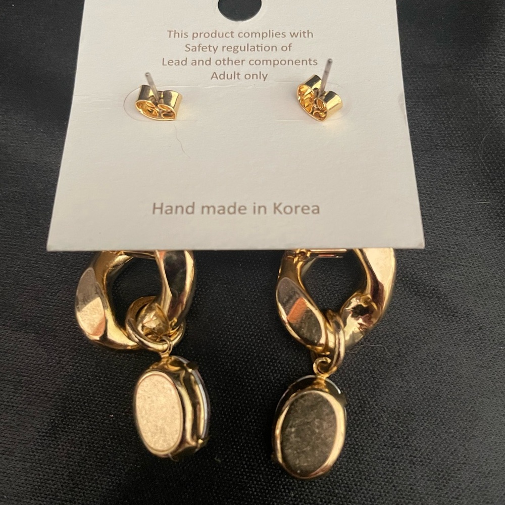 14K Gold-Plated Pink Cubic Zirconia Drop Earrings Made In Korea!!! - Picture 2 of 2